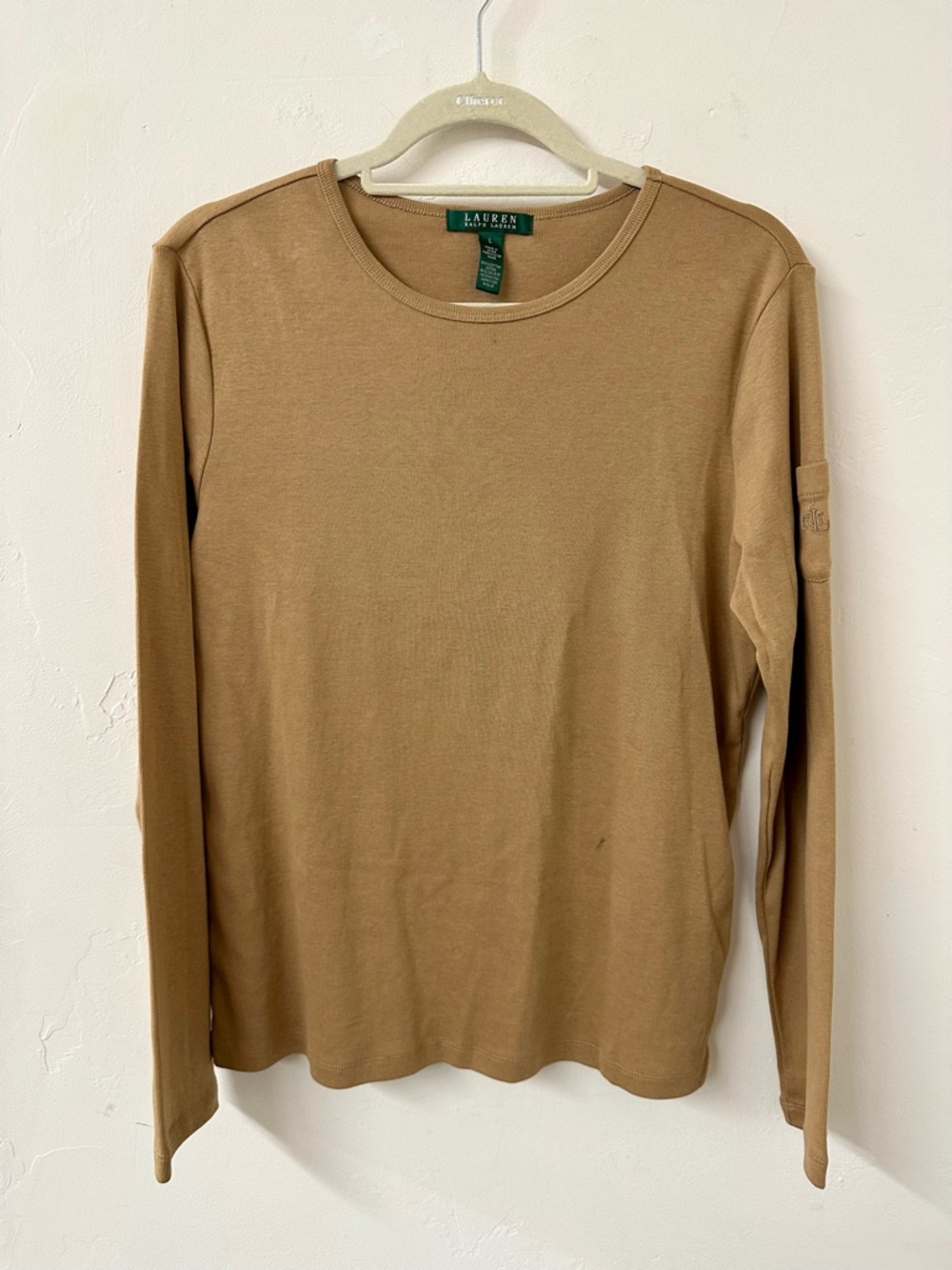 Ralph Lauren Tan Ribbed Long Sleeve Top